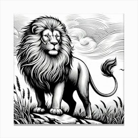 Line Art lion Canvas Print