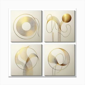 Gold Abstract Set Of 4 Canvas Print