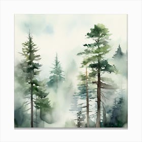 Appalachian Mountains of Misty Pines Watercolor Print of Evergreen Forest..365 Canvas Print