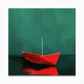 Red Paper Boat Canvas Print