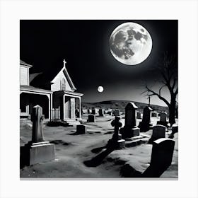 Full Moon Over Cemetery Canvas Print