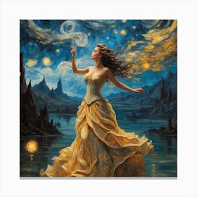 Starry Night, wall art, painting design Canvas Print