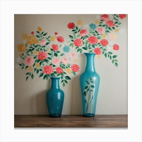 Two Vases With Flowers Canvas Print