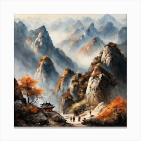 Chinese Mountains Landscape Painting (85) Canvas Print
