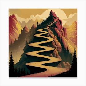 Serpentine Path Through Rugged Mountains Canvas Print