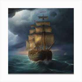 Ship In Stormy Sea.19 Canvas Print