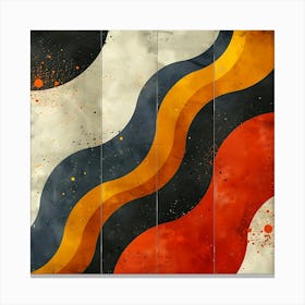 Abstract Art With Wavy Lines In Orange Black And Red On A Textured Background Canvas Print