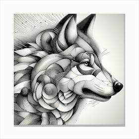 Wolf - Abstract Line Art Illustration 287 Canvas Print