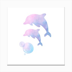 Watercolor Dolphins Canvas Print