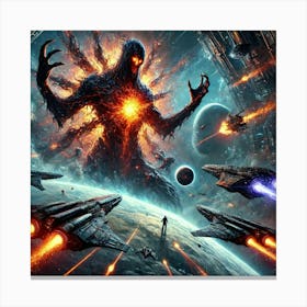 An Intense Sci Fi Battle Scene Depicting The Ignis Canvas Print