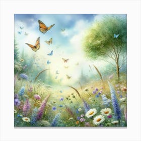 Butterflies In The Meadow 1 Canvas Print