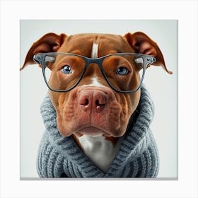 Dog With Glasses, portrait of a dog isolated on white created Canvas Print