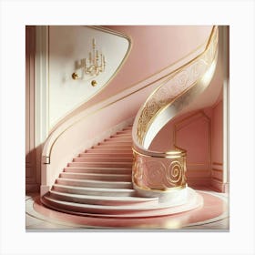 Pink And Gold Staircase Canvas Print