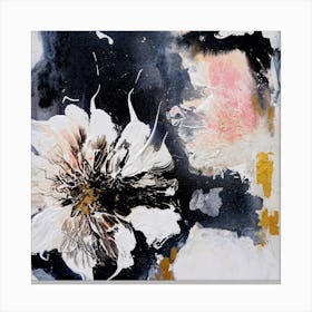 Big Flower Black And White Painting Square Canvas Print