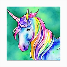 Watercolors Colorful Unicorn Painting Canvas Print