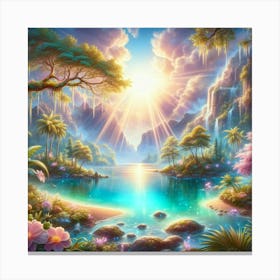 Rainbow Over A Lake Canvas Print