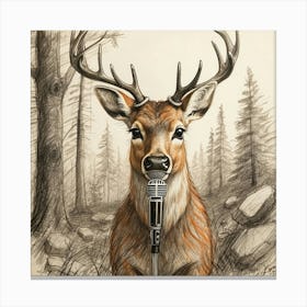 Deer With Microphone 18 Canvas Print