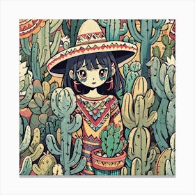 Cactus Girl Canvas Print