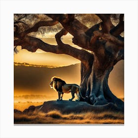 Lion Under The Tree 3 Canvas Print