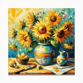 Sunflowers In A Vase 3 Canvas Print