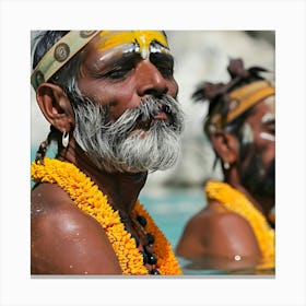 Two Indian Men In The Water Canvas Print