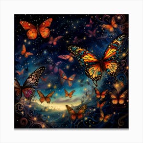 Butterflies In The Night Sky 4 Canvas Print