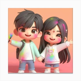 Holi Couple 17 Canvas Print