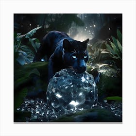 Bejewelled Black Panther, playing on the low or preying? Canvas Print