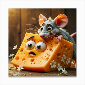 Cheese Rat Cute Wall Decoration Canvas Print