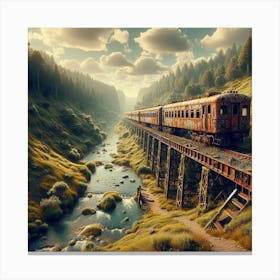 Train In The Mountains 1 Canvas Print