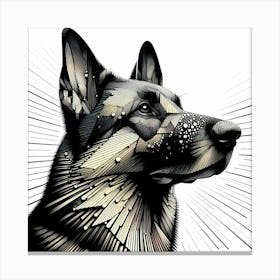 German Shepard - Abstract Line Art Illustration 198 Canvas Print