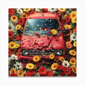 Flowers On A Car Canvas Print