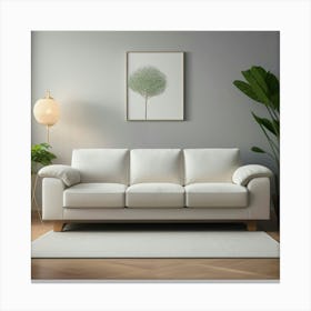 White Sofa In Living Room Canvas Print