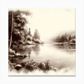 Sketch Of A Lake Canvas Print