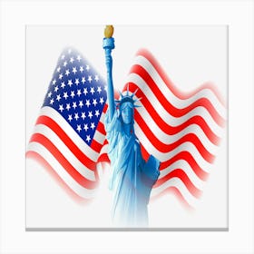 Statue Of Liberty And Usa Flag Art Canvas Print