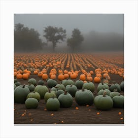 Pumpkins In The Field Canvas Print