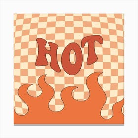 Hot Flames On Checkered Background Canvas Print