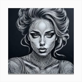 Beautiful Woman With Tattoos Canvas Print