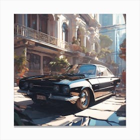 Car In A City 4 Canvas Print