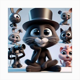 Cat In Top Hat Canvas Print