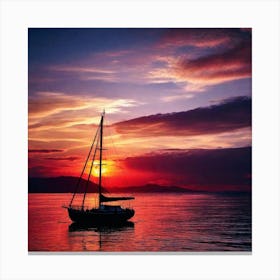 Sunset Sailboat 7 Canvas Print