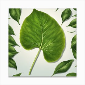 Green Leaf Isolated On White Background Canvas Print