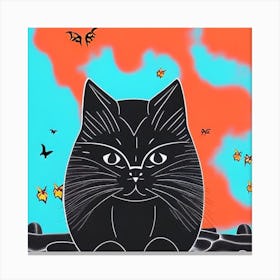 Cute Black Cat 1 Canvas Print