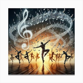 Dancers With Music Notes Canvas Print