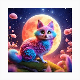 Fox In The Moonlight Canvas Print