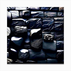 Black stone wall texture Canvas Print