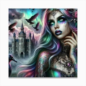 Gothic Girl With Crows Canvas Print