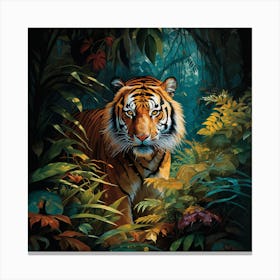 Tiger In The Jungle Canvas Print