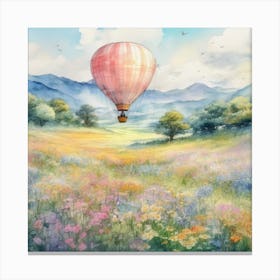 Hot Air Balloon In The Meadow Canvas Print