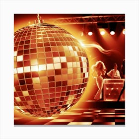 Disco Ball Orange Disco Poster Trendy Aesthetic (3) Canvas Print